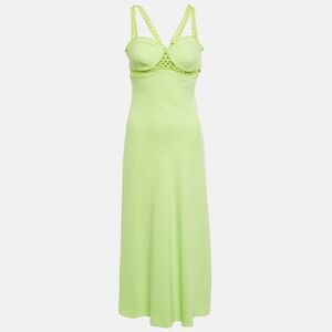 SIMKHAI nwt lime green Sevilla embellished cady midi dress size 4 woman’s small